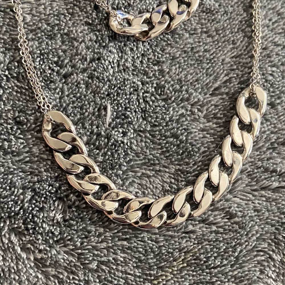 Silver Chain Necklace and Bracelet Set